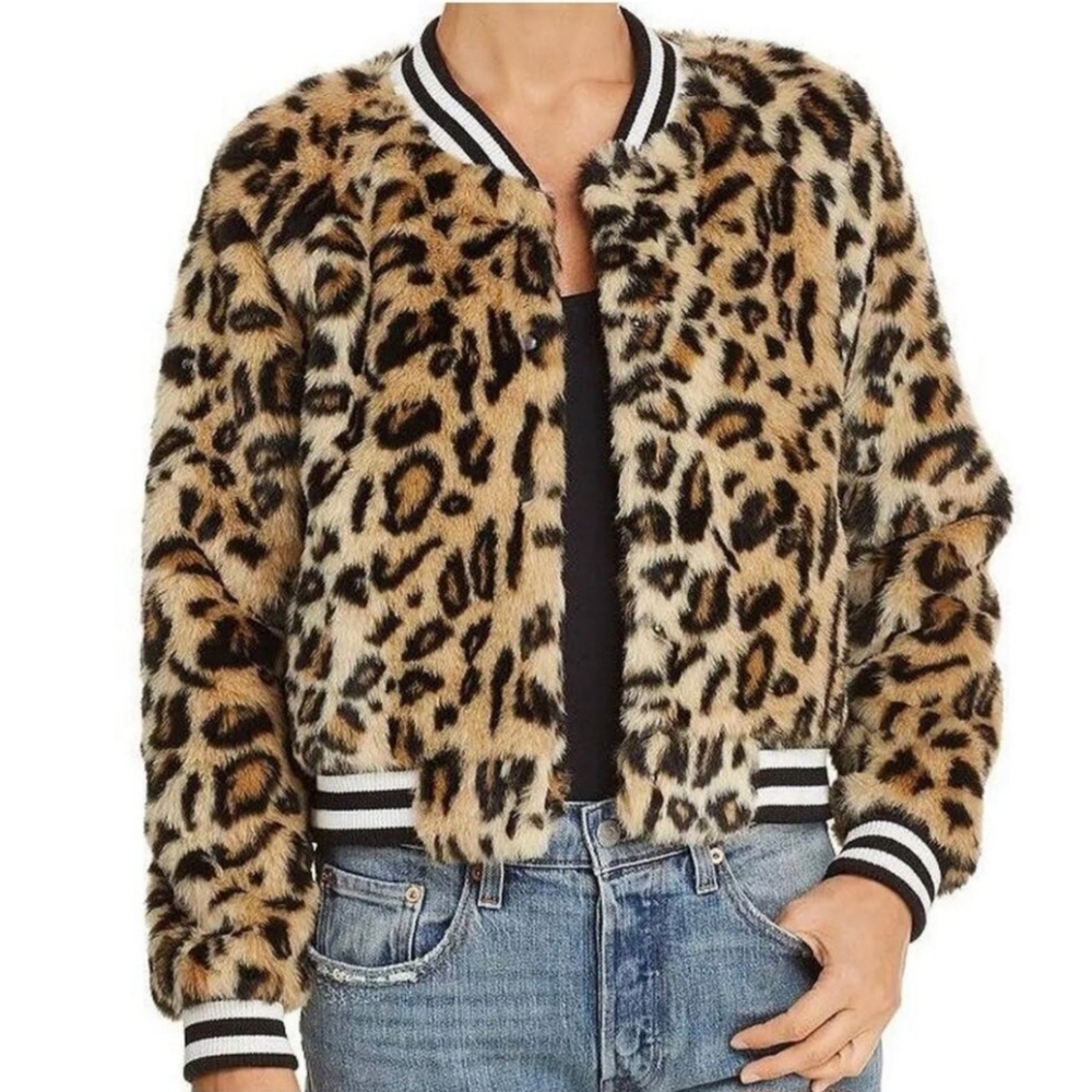 Jack by BB Dakota Faux Fur Leopard Bomber Jacket